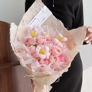 2.14情人节麻丝纤维纸系列花束材料包自制成品送女朋友生日礼物