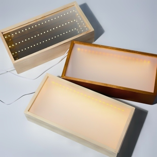 亚克力深渊镜面相框USB插电LED发光展示盒DIY永生花装饰摆件标本