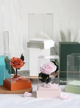 ins风永生花亚克力DIY手工装饰礼盒透明花艺容器装饰摆件包装盒