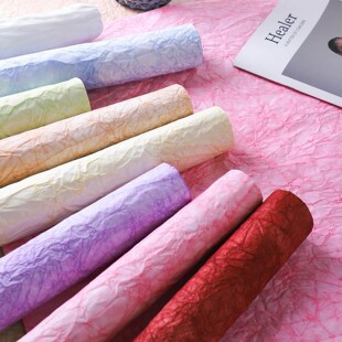 创意渐变色花艺diy包花材料裂纹手工艺术纸褶皱手揉纸鲜花包装纸