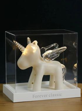 永生花独角兽树脂模型粘花粘绣球胚子亚克力礼盒包装手工DIY礼品