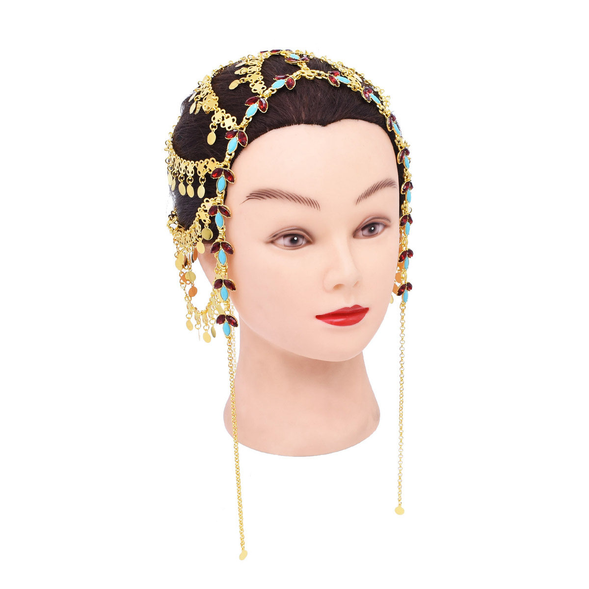 异域风情头饰金色合金钱币流苏头戴式发链阿拉伯中东头链民族风