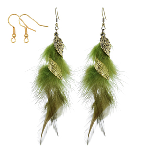 新款925银耳钩民族风耳环羽毛流苏长款耳饰COS异域风古风沙漠耳坠