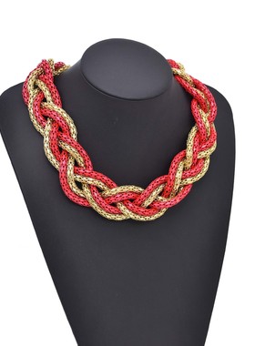 新款欧美朋克风编织金属项链女