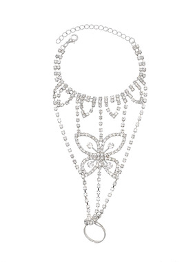 新款闪砖蝴蝶手链水钻爪链连指