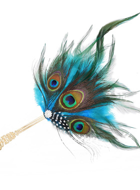 古风孔雀羽毛扇子汉服手扇遮面扇夏季便携复古民族舞步摇表演饰品