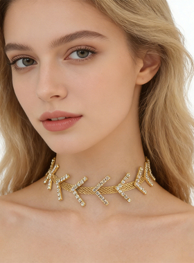 荆棘镶钻choker项链闪钻颈链女