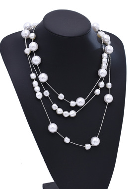 新款多层仿珍珠项链女