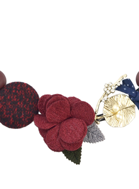 酒红蝴蝶结水钻choker轻奢颈链