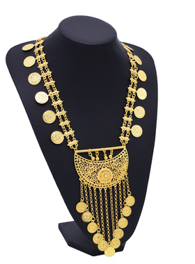 新款复古民族风多层金币项链女