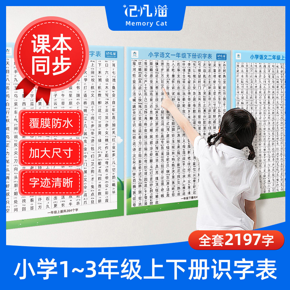 一二年级语文生字识字表挂图墙贴