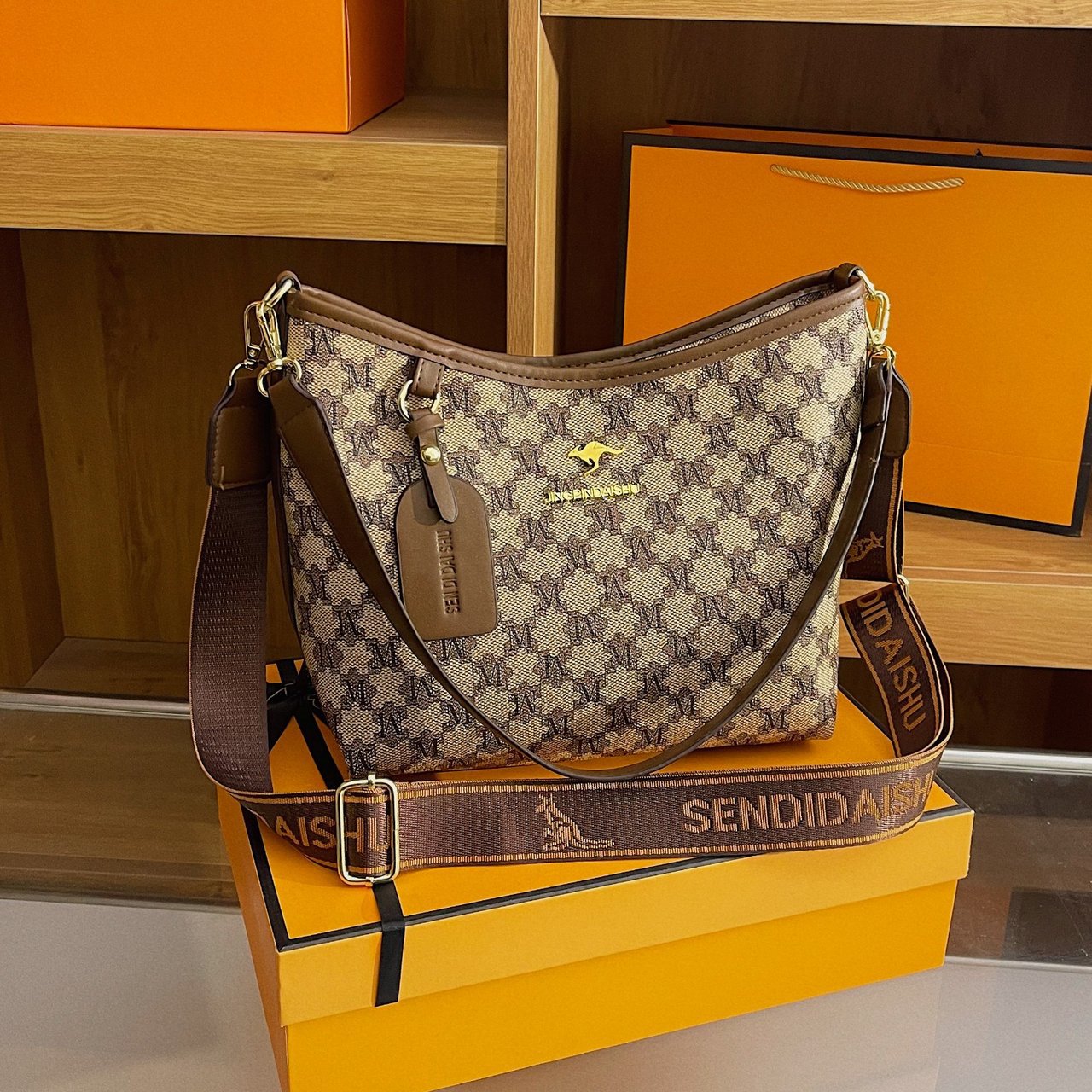 外贸新款女士单肩包时尚复古印花洋气斜挎包大容量百搭手提托特包