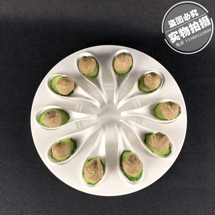 a5密胺虾滑装盘器创意肉丸子拼盘圆形多格特色火锅店菜盘餐具包邮