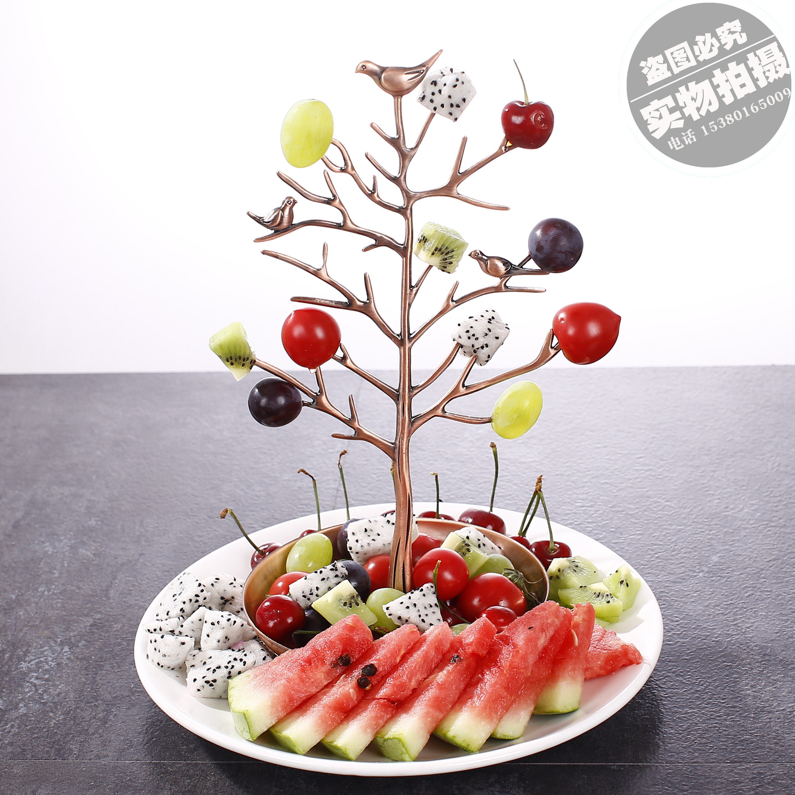 特色个性餐具酒吧用品ktv餐厅金属碟子创意水果树果盘拼盘架包邮