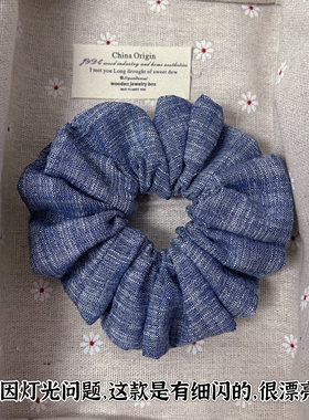 韩国蓝色细闪大肠发圈高级感气质简约扎头发皮筋不伤发新品发绳女