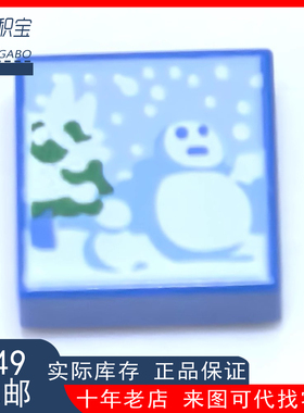 乐高LEGO 积木零件 6360252 3070bpr0260 蓝色1x1光面印刷件 雪人