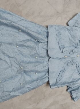 夏季 湖蓝色套装 上衣长38 胸92 半裙腰66-78 带安全裤 L码不退换