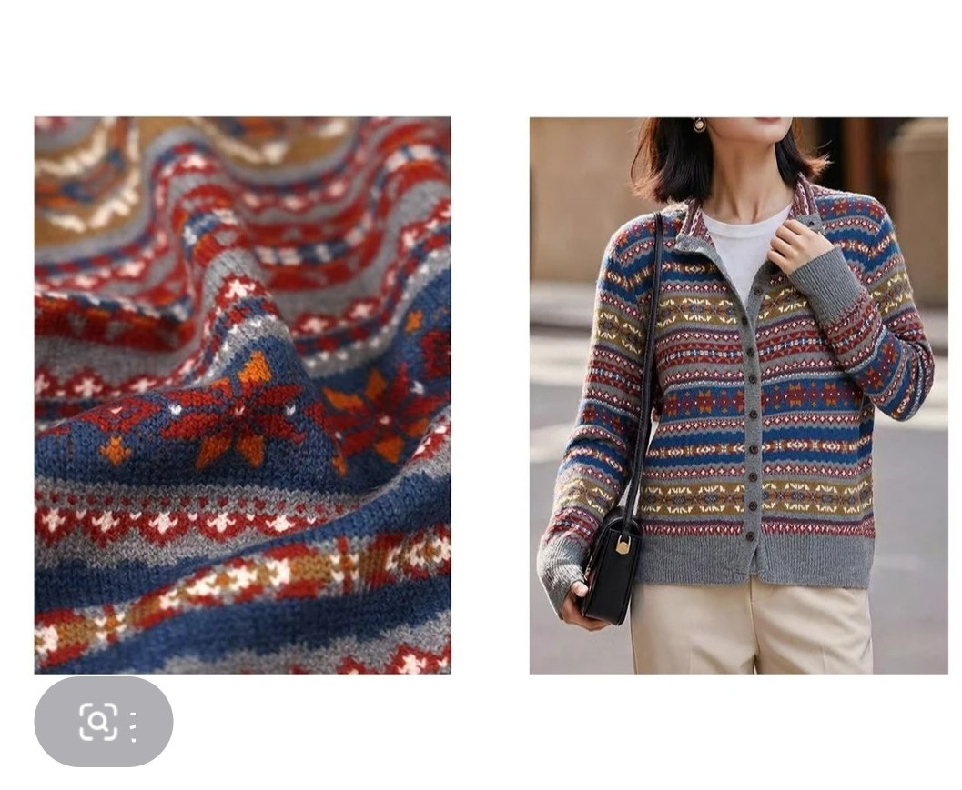 【费尔岛羊毛开衫】复古提花条纹针织半高领毛衣女款5145,女装/女士精品,毛针织衫,淘宝优惠券,粉丝福利购,淘宝优惠卷