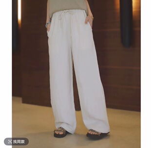 直筒常规夏季 休闲裤 2025夏季 休闲风女士25216 顶奢白麻老钱裤