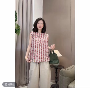 背心罩衫 女士汉麻无袖 简约宽松小圆领舒适百搭25197 虞美人