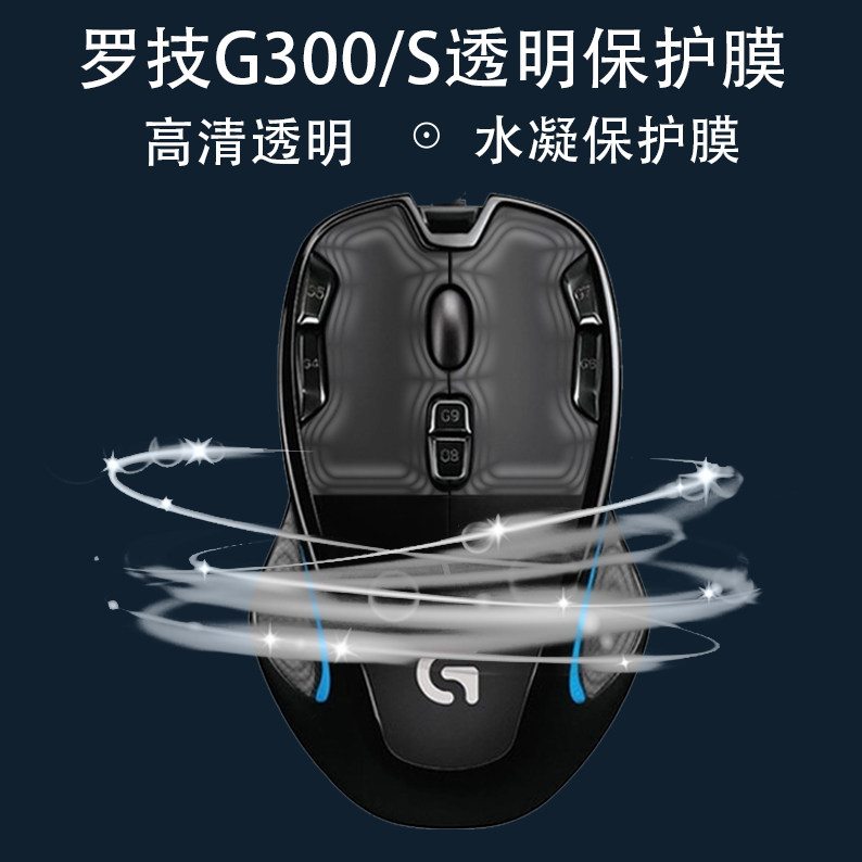 适用罗技G300/s透明保护膜防汗渗透防老化腐蚀发黄保护贴纸水凝膜