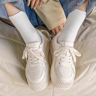 圆头厚底百搭休闲鞋 女鞋 学校运动小白鞋 高颜值秋季 德训鞋 2025新款