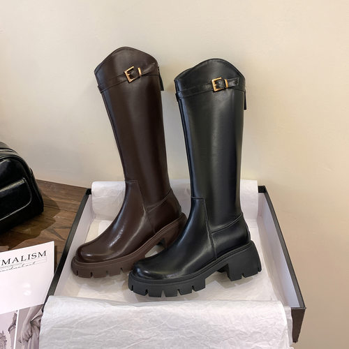 秋冬新款2025长筒靴骑士靴拉链长