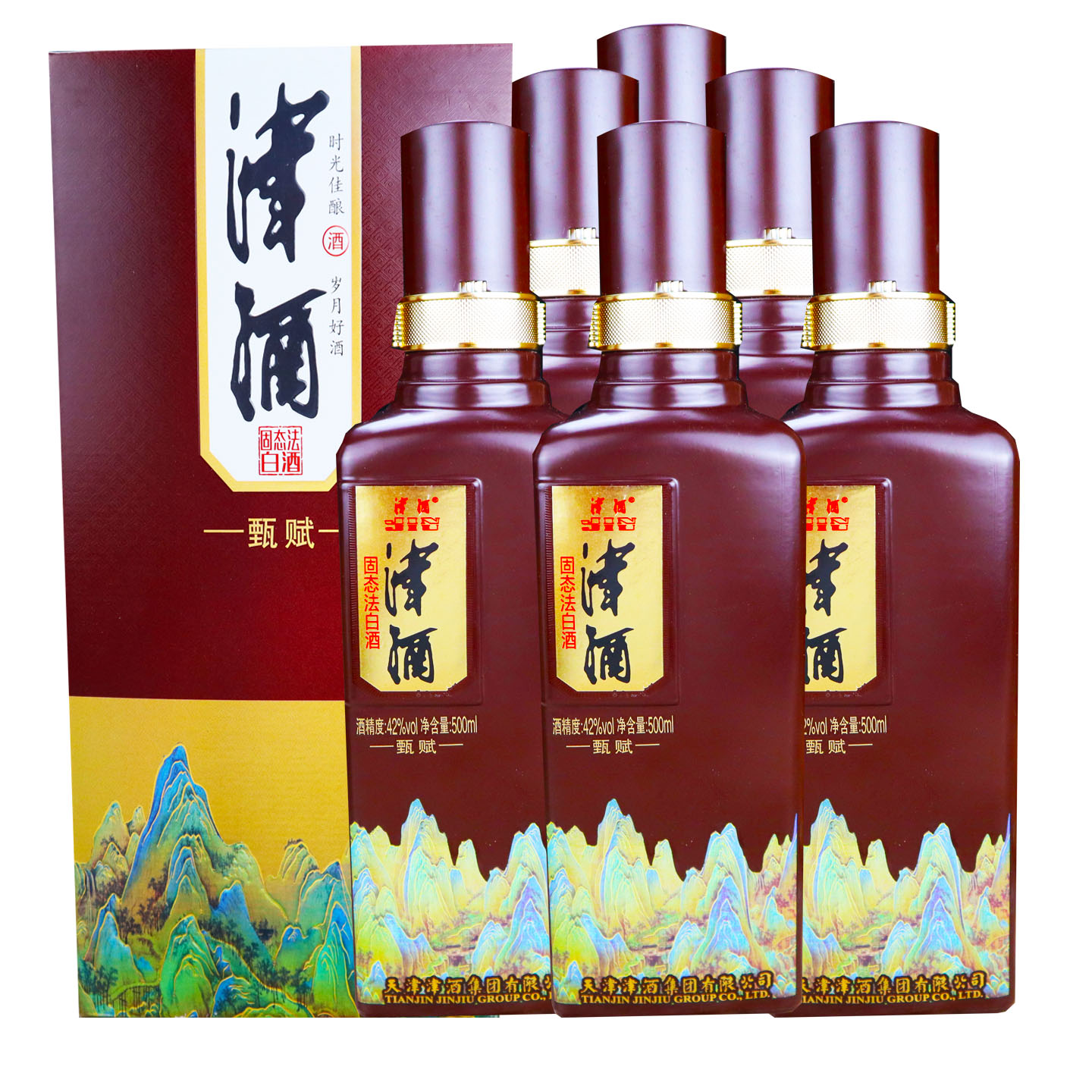 甄赋津酒42度浓香白酒礼盒6瓶图片