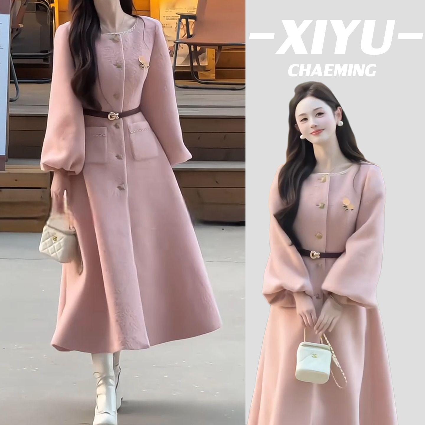 羊毛呢子大衣女中长款毛呢外套