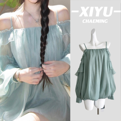 梦野长廊法式荷叶边吊带连衣裙