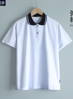 胖童polo衫男童短袖t恤夏季中大童白色翻领体恤加肥加大学生校服