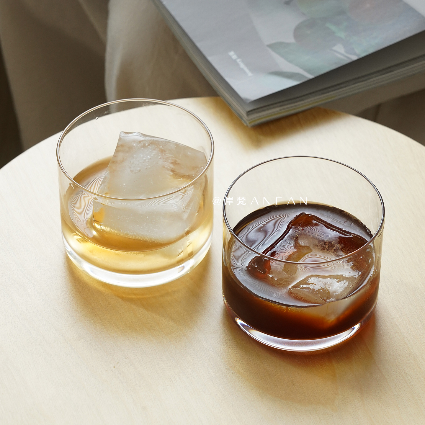 岸梵超轻薄玻璃杯高颜值鸡尾酒杯冰球杯家用冰咖啡杯拿铁杯清酒杯