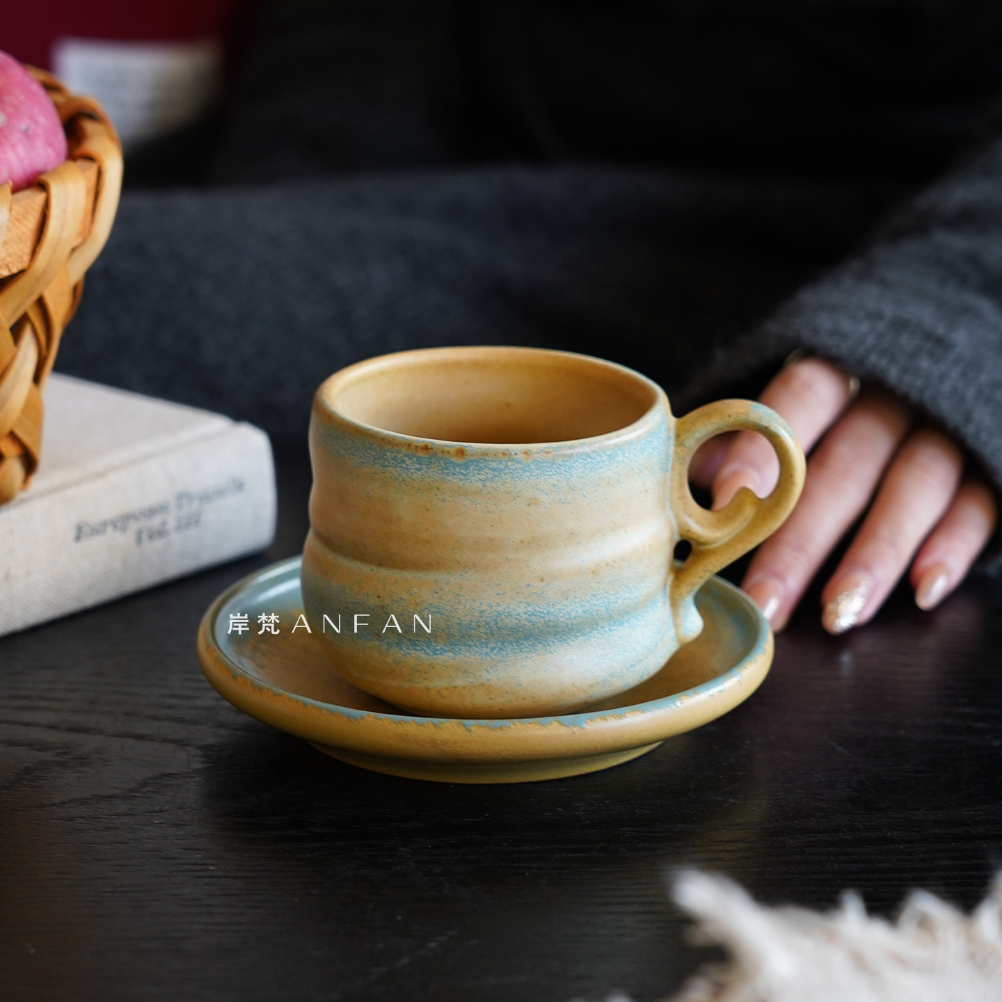 岸梵复古手作窑变咖啡杯碟陶瓷套装家用喝水杯下午茶杯早餐燕麦杯,餐饮具,咖啡杯,淘宝优惠券,粉丝福利购,淘宝优惠卷