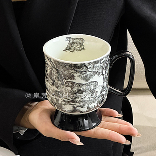 中古风陶瓷马克杯大容量虎跃龙骧水杯陶瓷杯子家用杯子小众礼物
