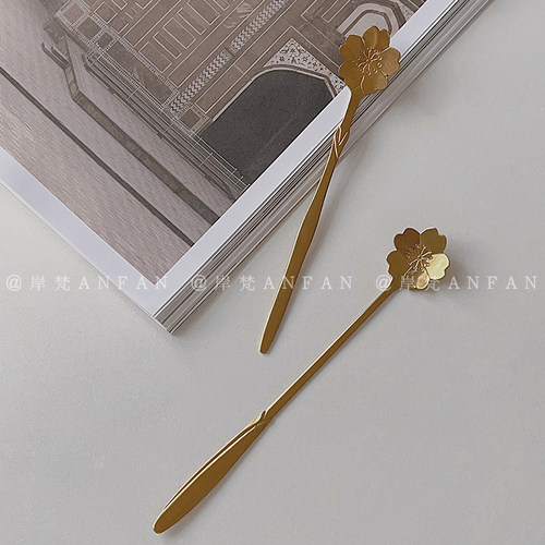 精致咖啡勺樱花勺长柄甜品勺