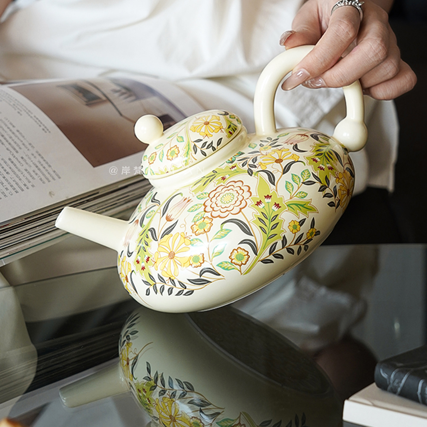 岸梵中式复古水壶大容量茶壶家用高档陶瓷水壶客厅茶几茶壶伴手礼,餐饮具,茶壶,淘宝优惠券,粉丝福利购,淘宝优惠卷