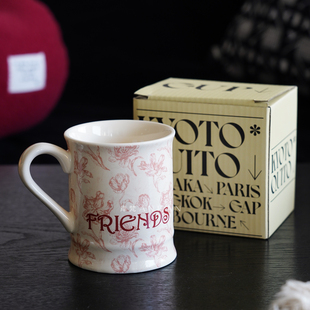 岸梵ins复古水杯办公室陶瓷马克杯小众咖啡杯早餐杯牛奶杯拉花杯