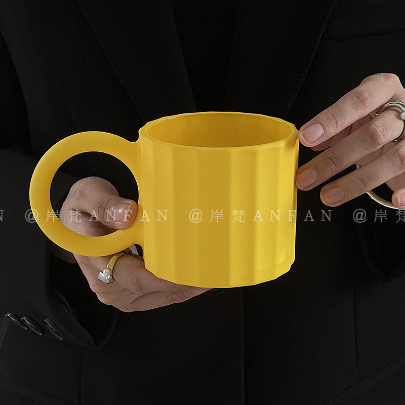 岸梵*大耳朵把手黑色ins风圆环水杯设计小众纯色咖啡杯牛奶果汁杯,餐饮具,玻璃杯,淘宝优惠券,粉丝福利购,淘宝优惠卷