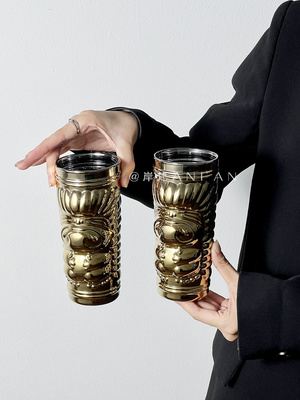 中古镭射银tikimug提基酒杯个性