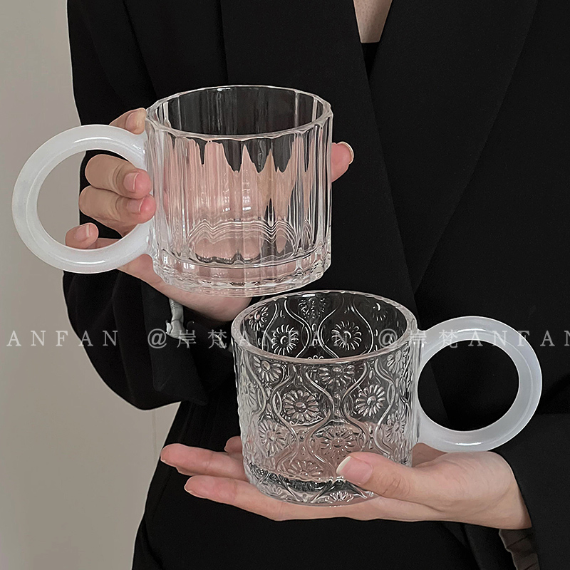 圆环刻花手把杯简约家用