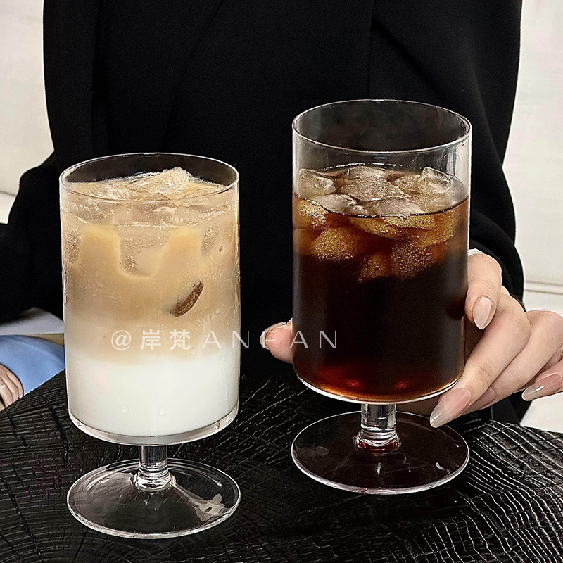 直筒ins风小众设计高脚咖啡杯