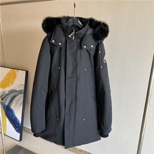 加拿大mooses剪刀手羽绒服男狐狸毛工装加厚中长款鹅绒派克服外套