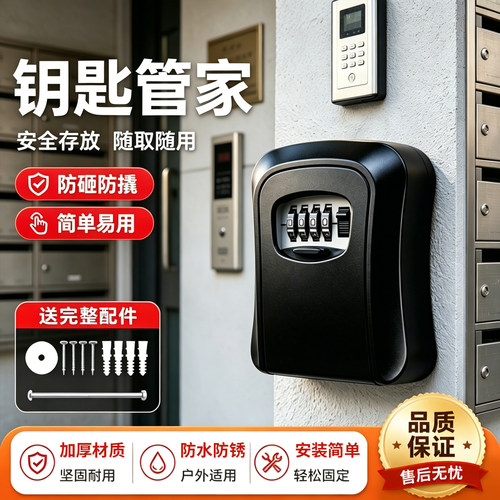 装修密码钥匙盒猫眼盒子门口放装免打孔家用门锁防盗门临时收纳箱