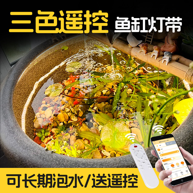 三色遥控可泡水鱼缸灯带24v自粘