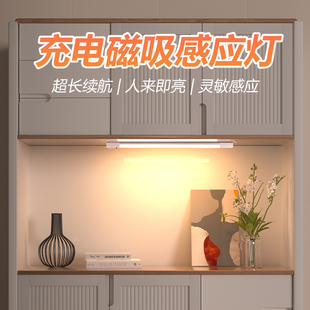 LED橱柜感应灯带充电式灯条长条入户门鞋柜子磁吸智能自动衣柜底