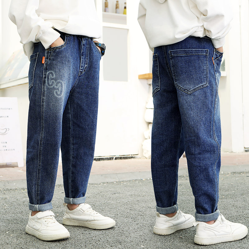 男童牛仔裤春秋儿童裤子宽松长裤