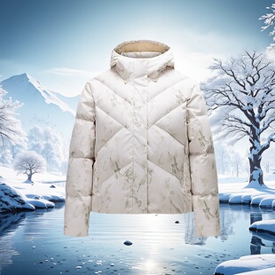 安踏速暖羽绒丨连帽羽绒服女冬季新款满印休闲保暖外套162447945N