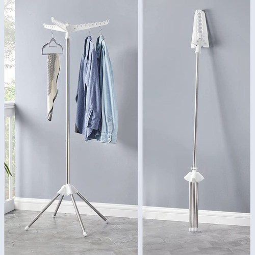 居家旅行不锈钢置地晾衣架可折叠