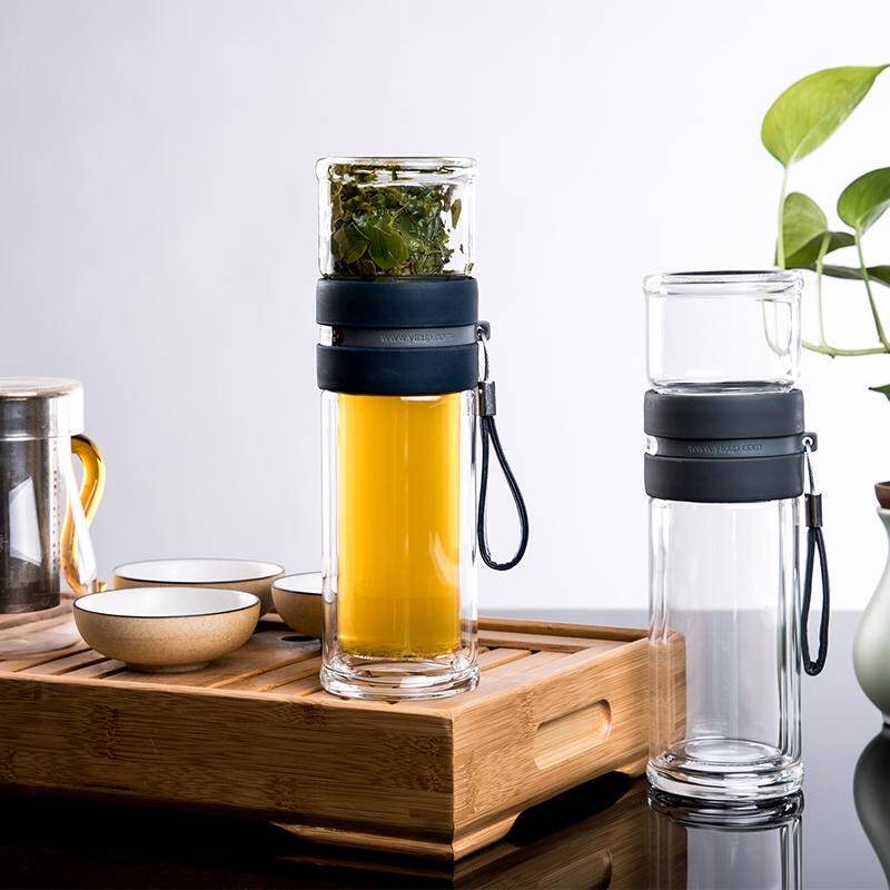 匡迪茶水分离泡茶杯提绳玻璃杯