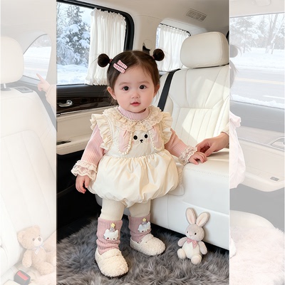 女童套装冬季棉服马甲时髦2025